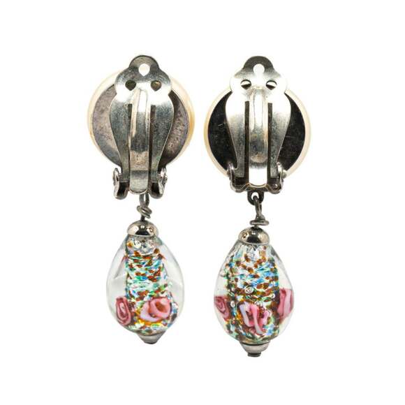 CHANEL Silver Pearl Logo Earrings